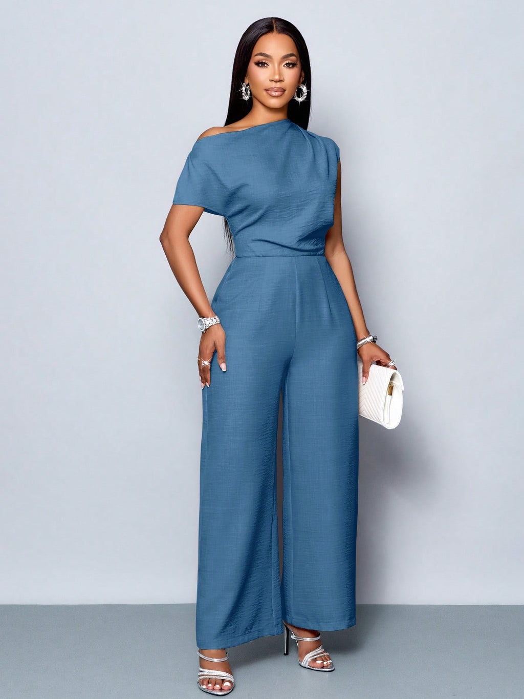 combinaison bleu femme à Jambes Larges