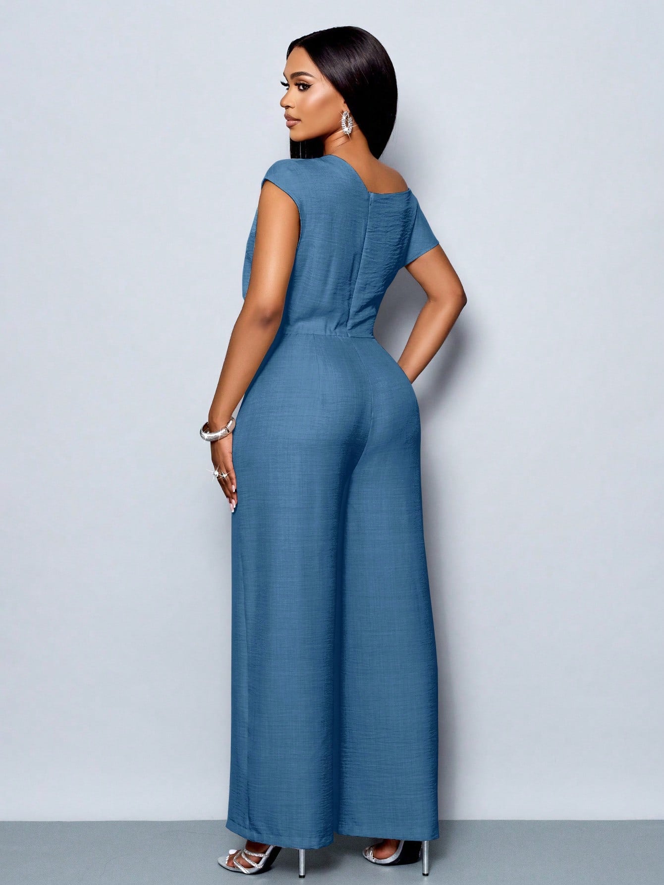 combinaison bleu femme à Jambes Larges