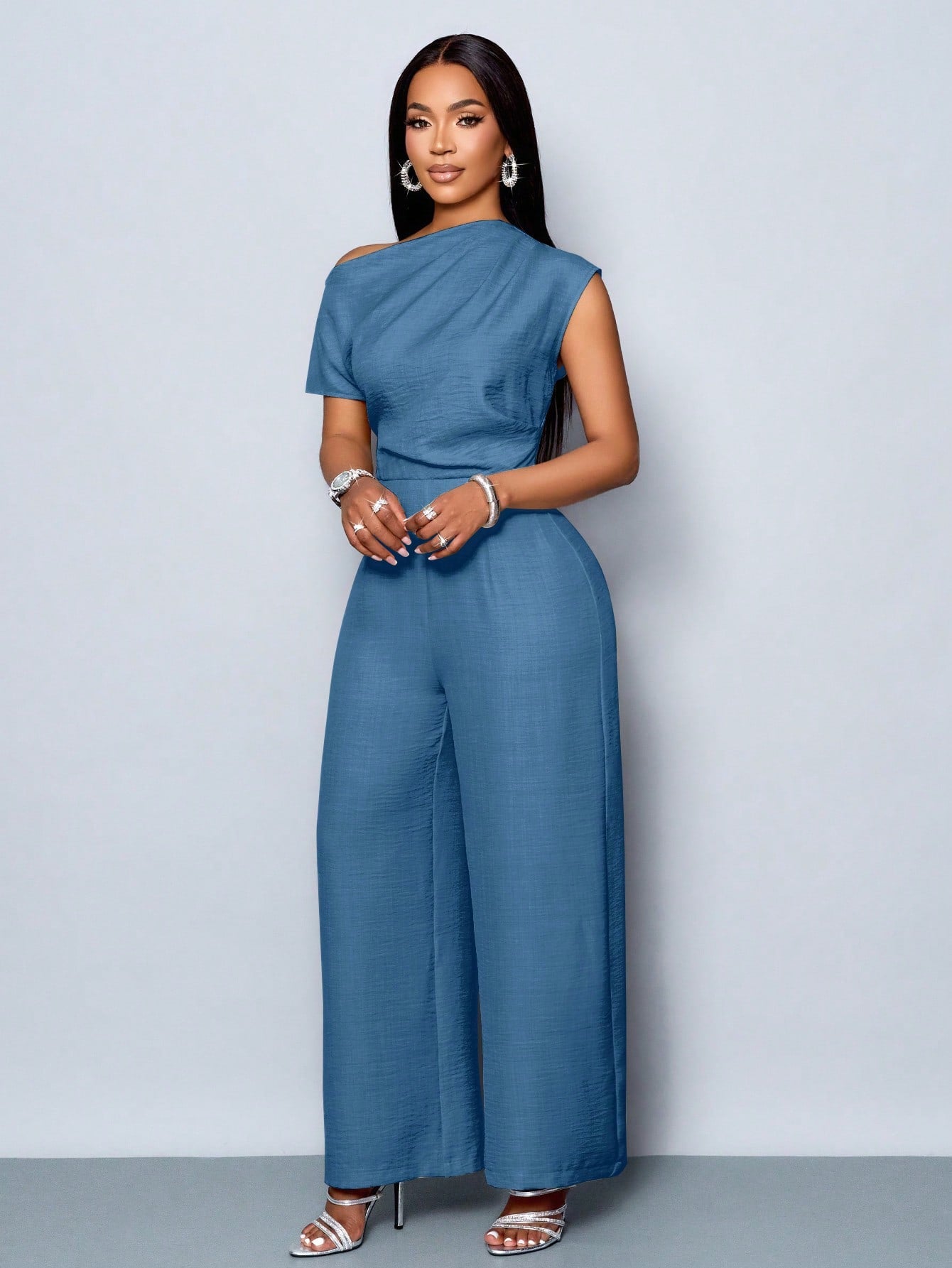 combinaison bleu femme à Jambes Larges