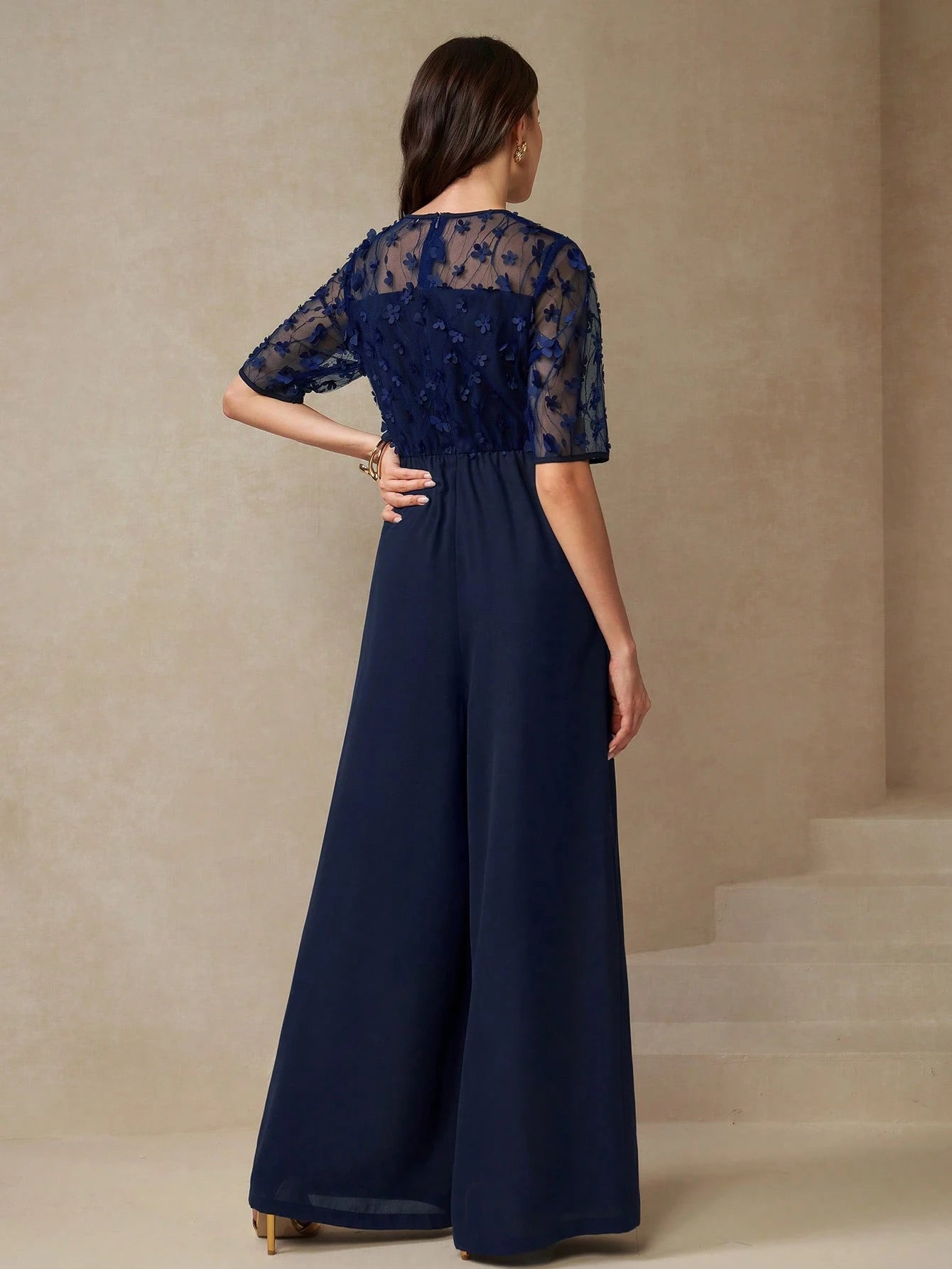 Combinaison dentelle bleu pour femme