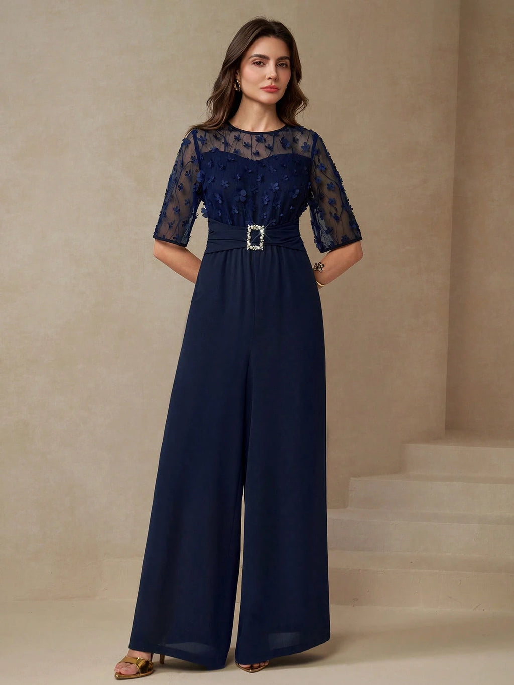 Combinaison dentelle bleu pour femme
