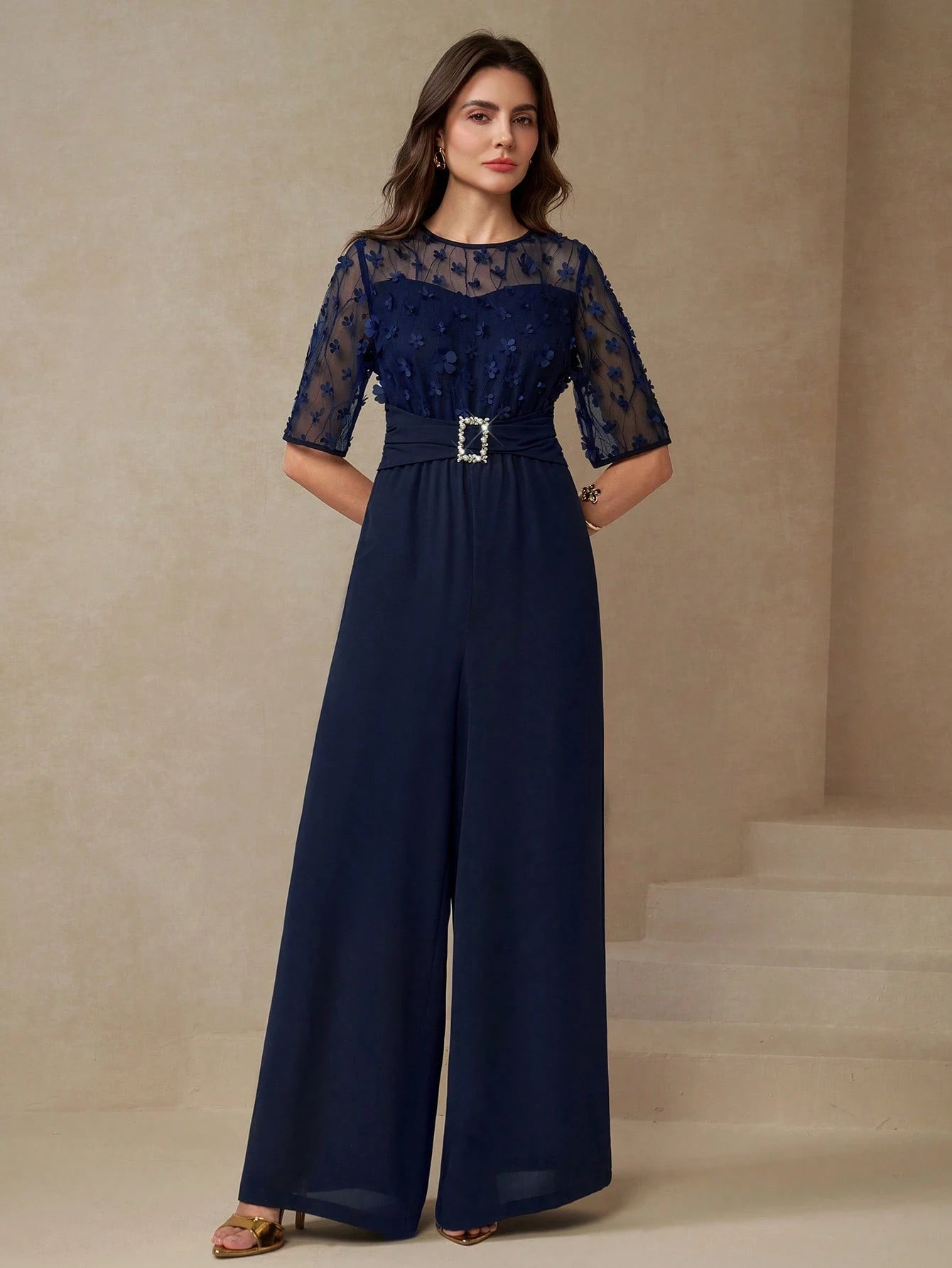 Combinaison dentelle bleu pour femme