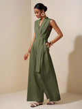 combinaison pantalon femme habillée vert
