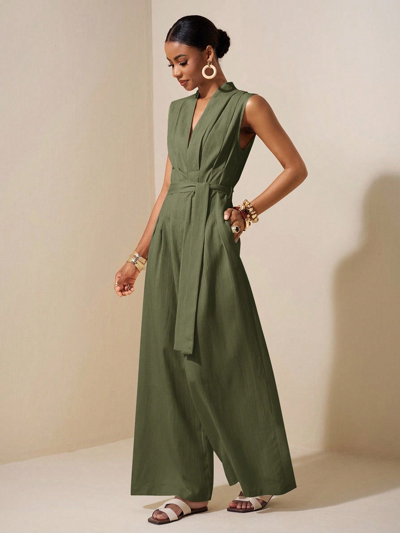 combinaison pantalon femme habillée vert
