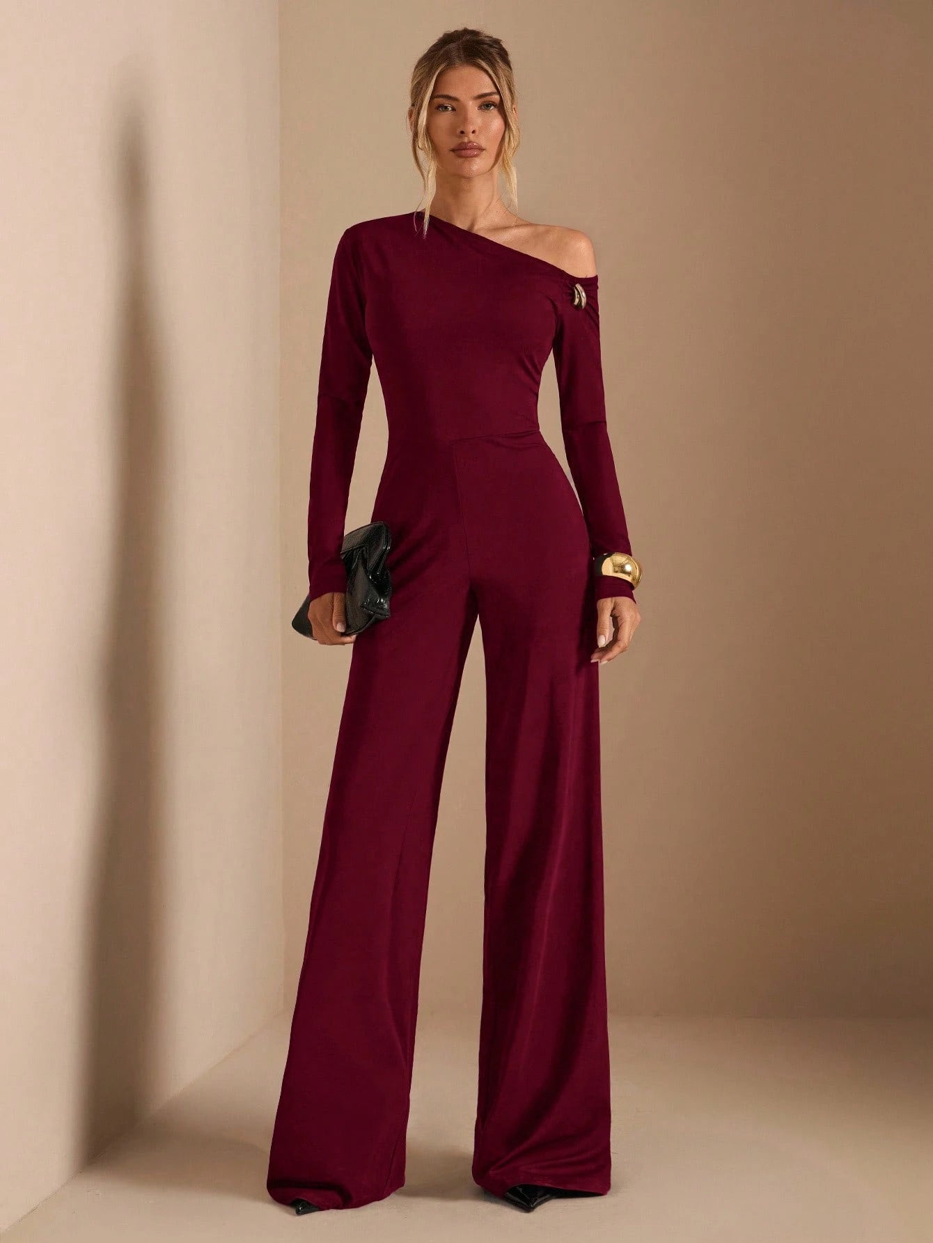 combinaison femme manches longues rouge bordeau