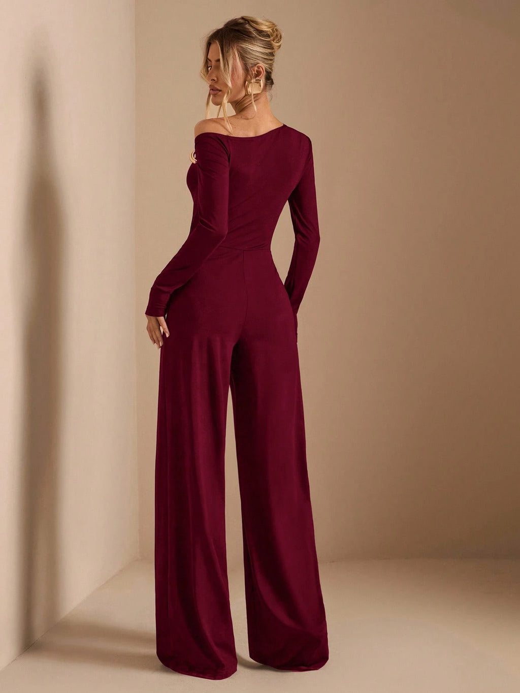 combinaison femme manches longues rouge bordeau