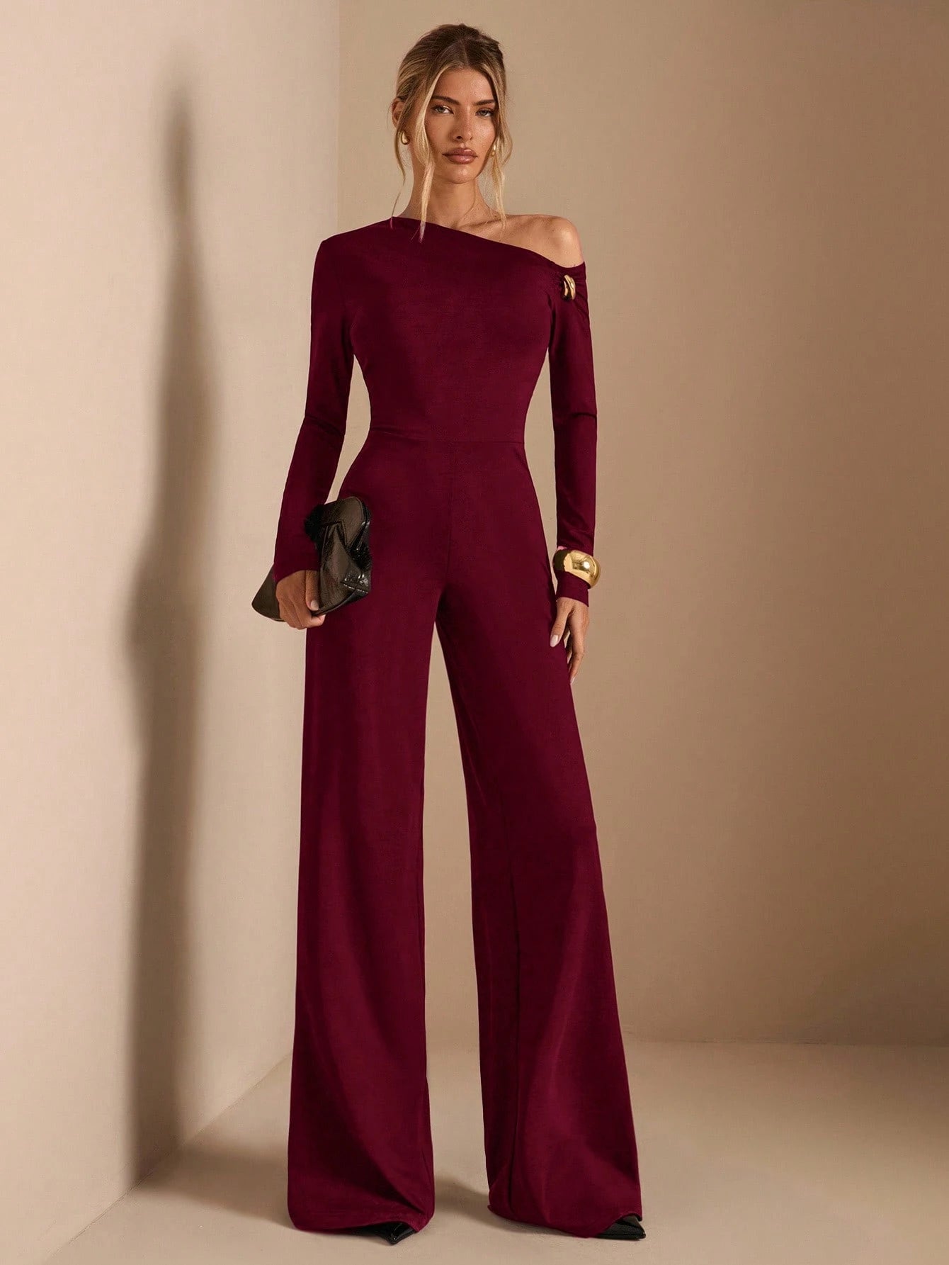 combinaison femme manches longues rouge bordeau