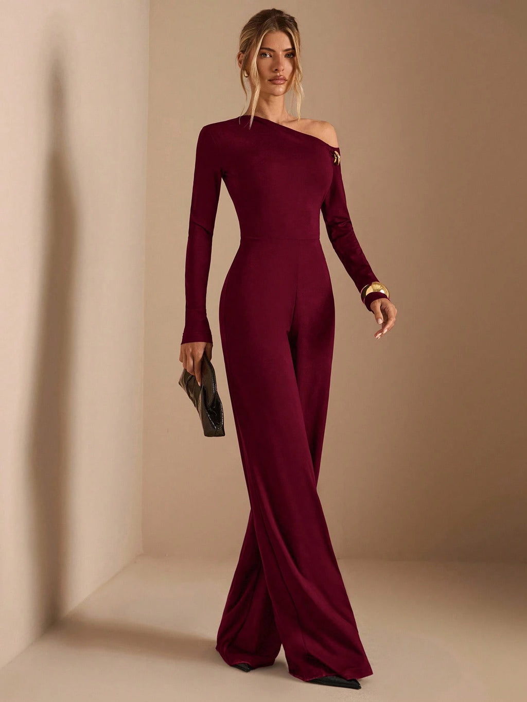 combinaison femme manches longues rouge bordeau