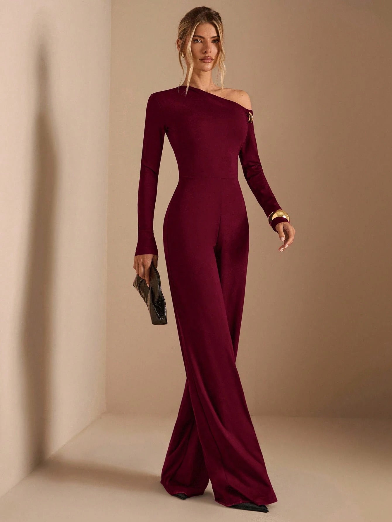 combinaison femme manches longues rouge bordeau