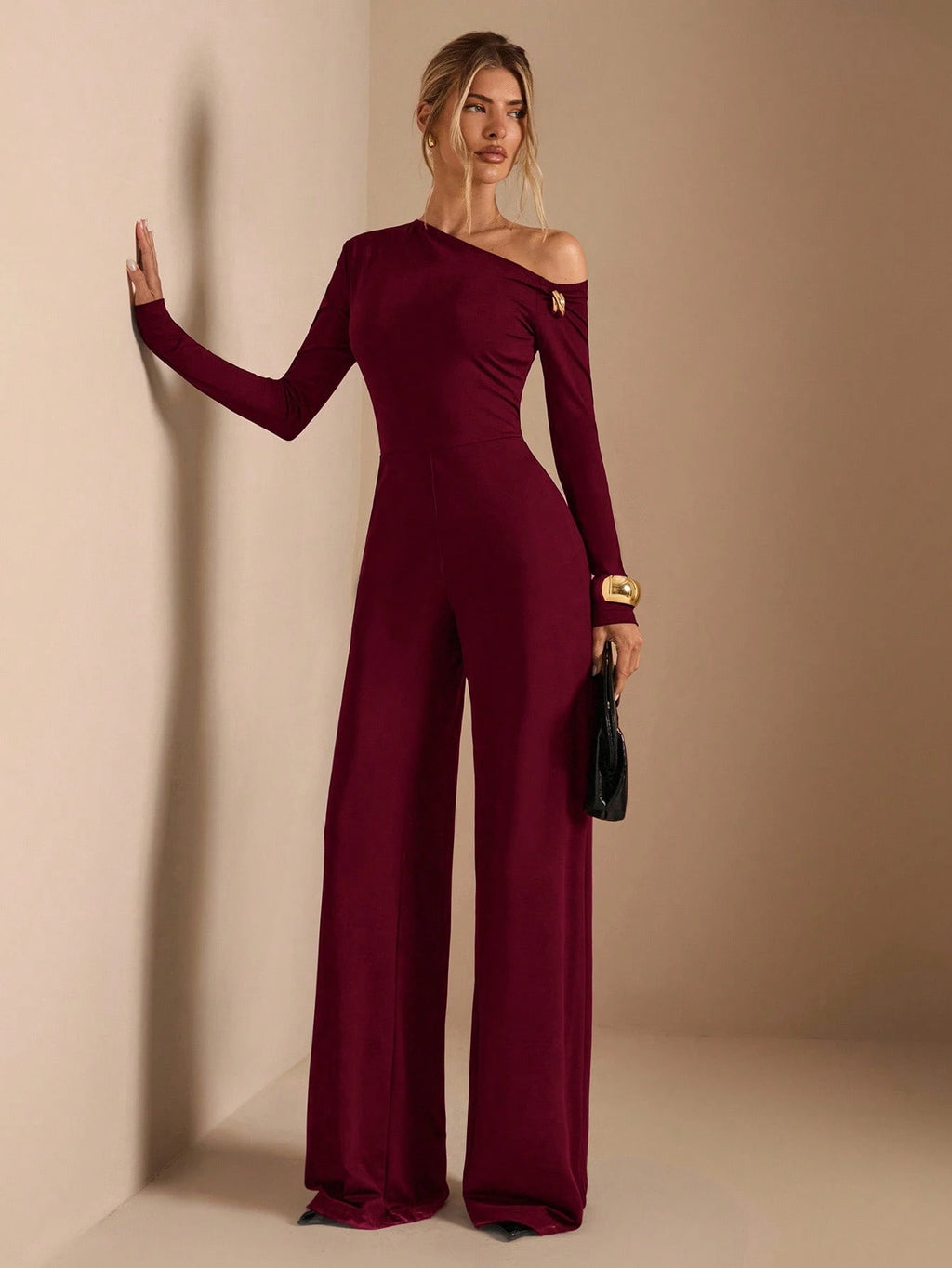 combinaison femme manches longues rouge bordeau