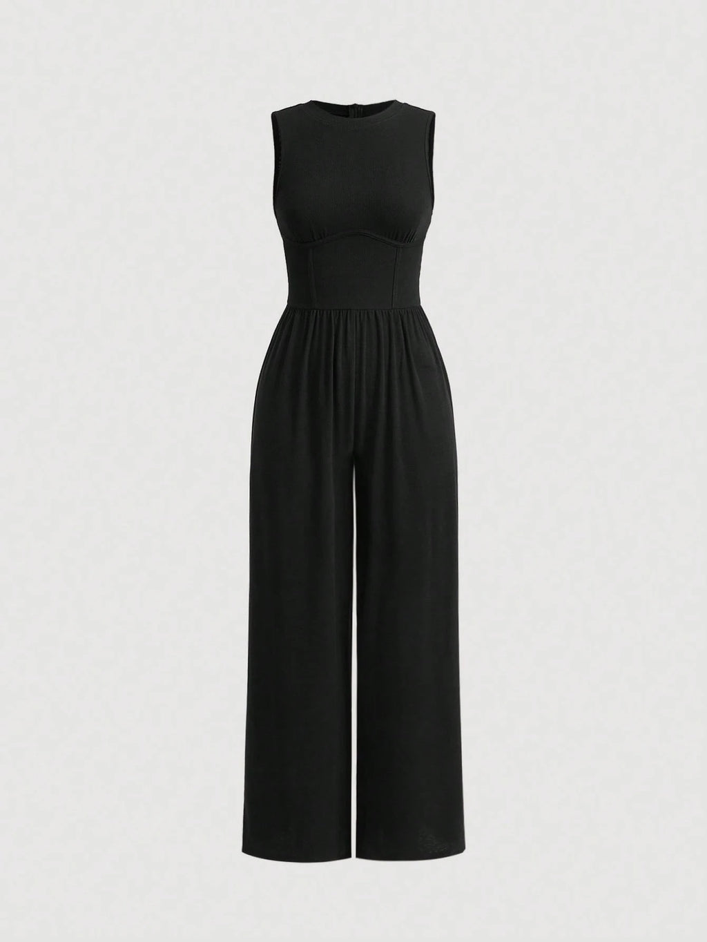 Combinaison noir pantalon large chic sans manche