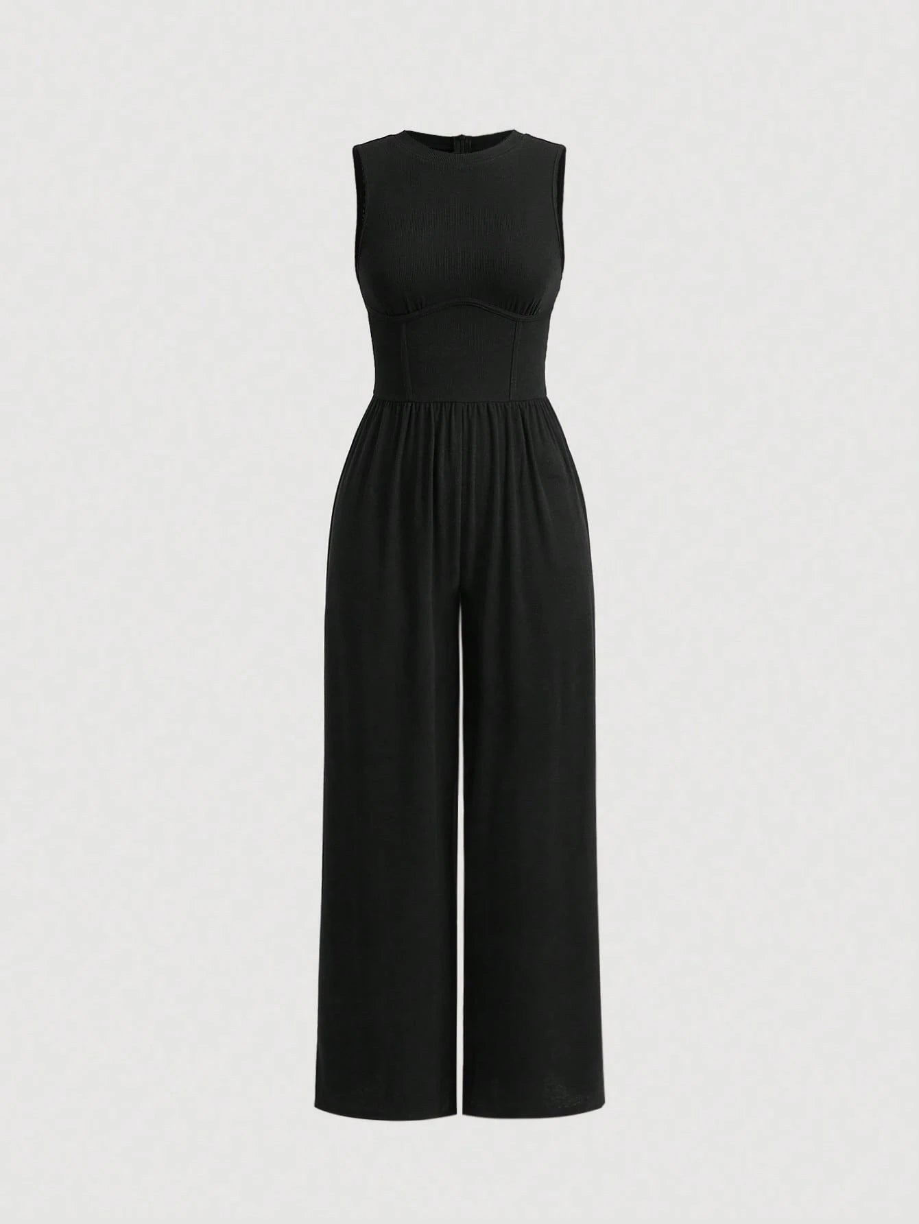 Combinaison noir pantalon large chic sans manche