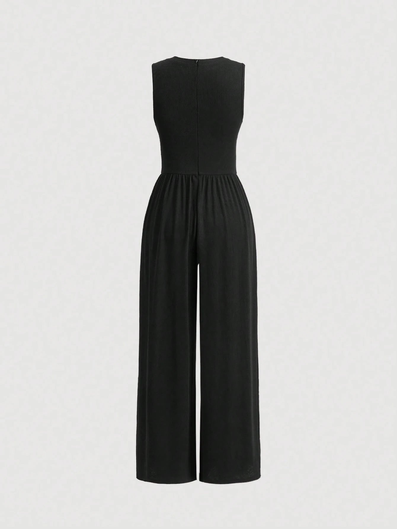 Combinaison noir pantalon large chic sans manche