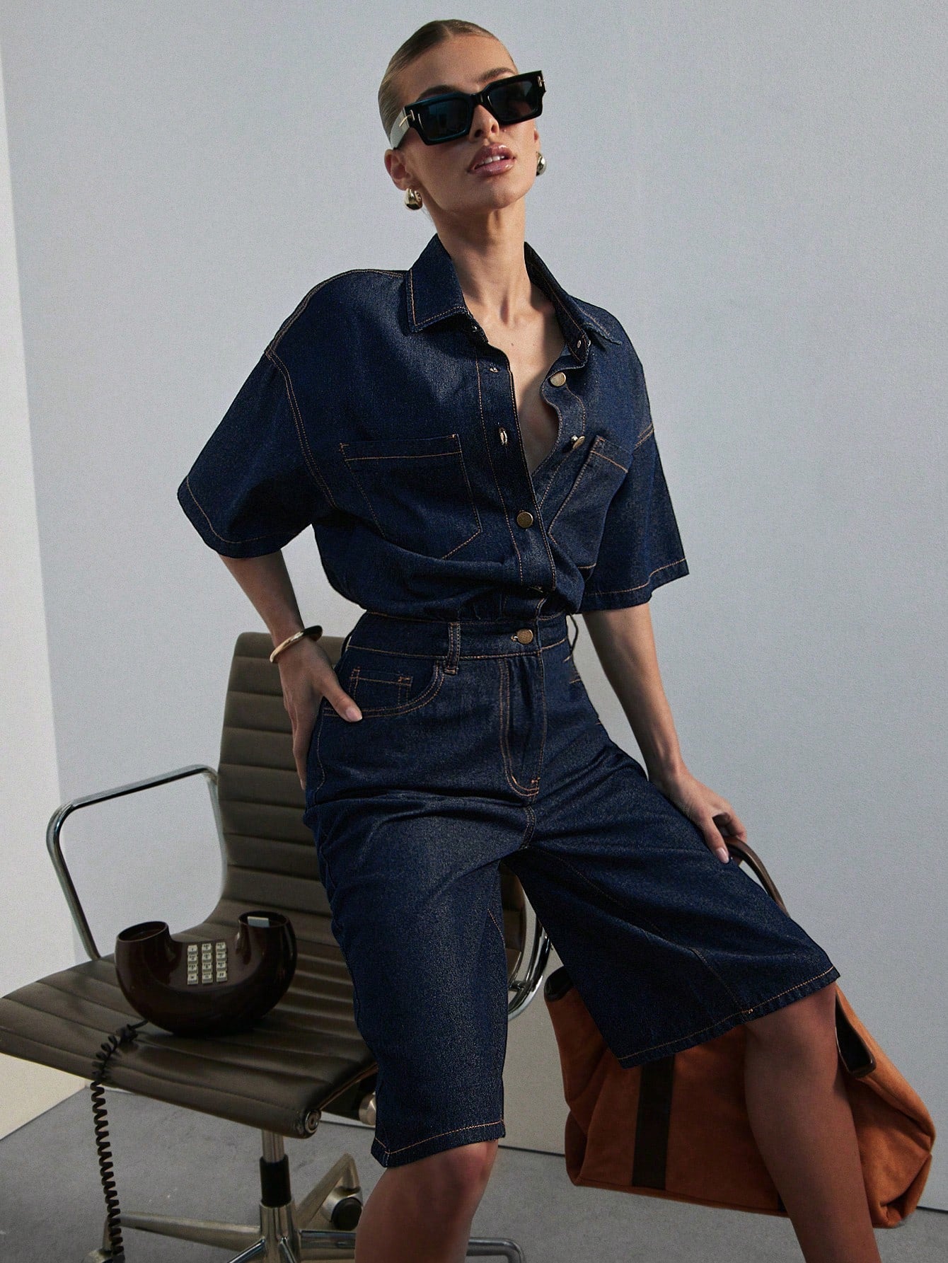 combishort jean bleu