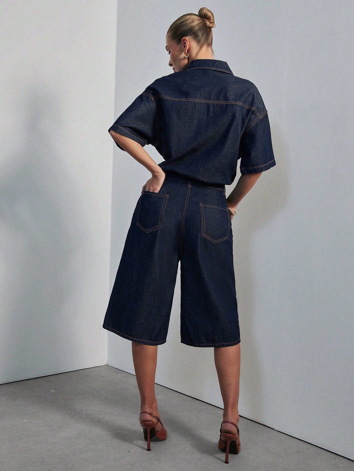 combishort jean bleu