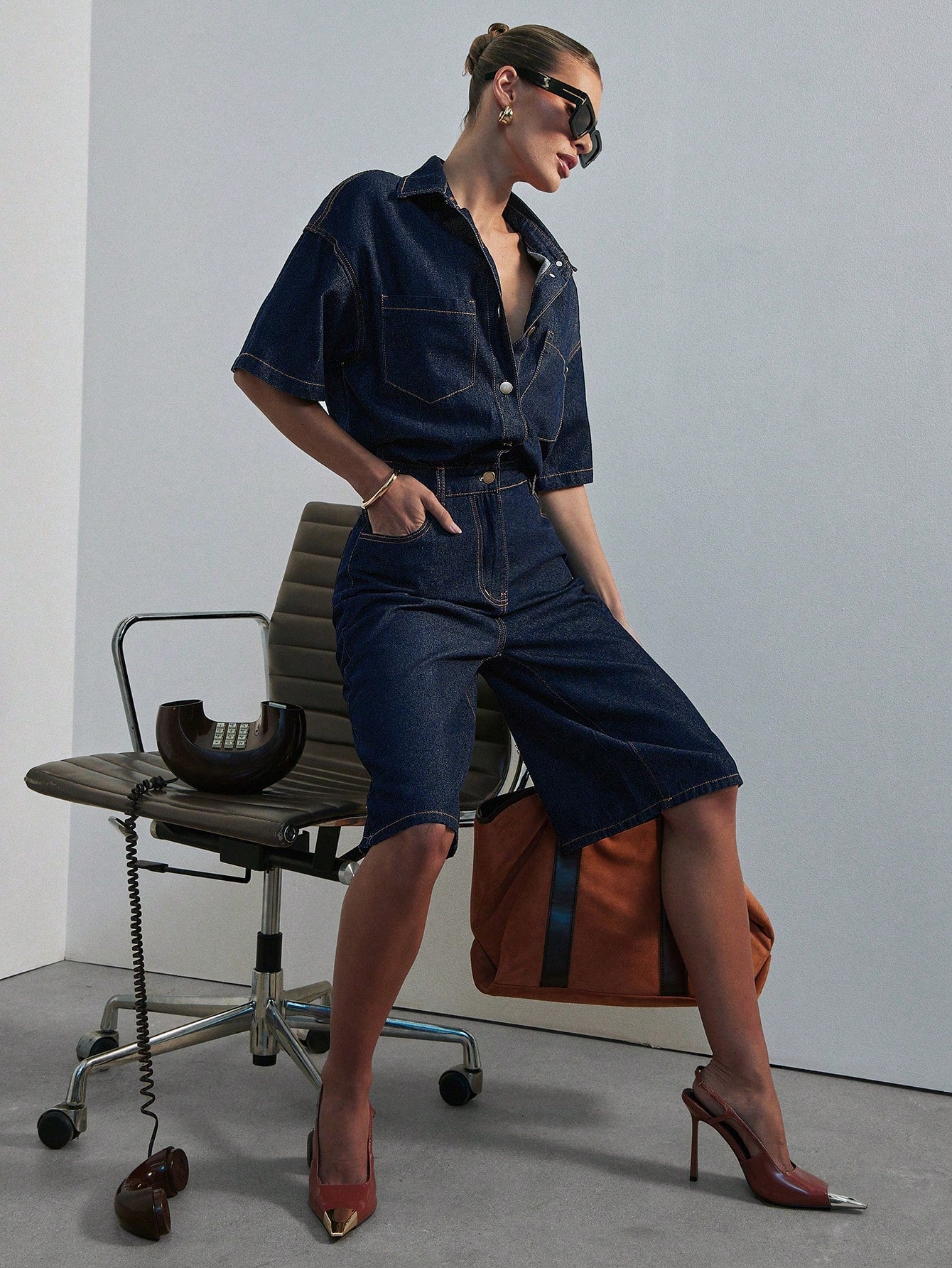 combishort jean bleu