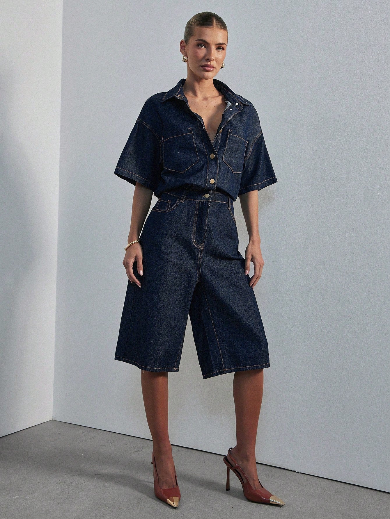 combishort jean bleu