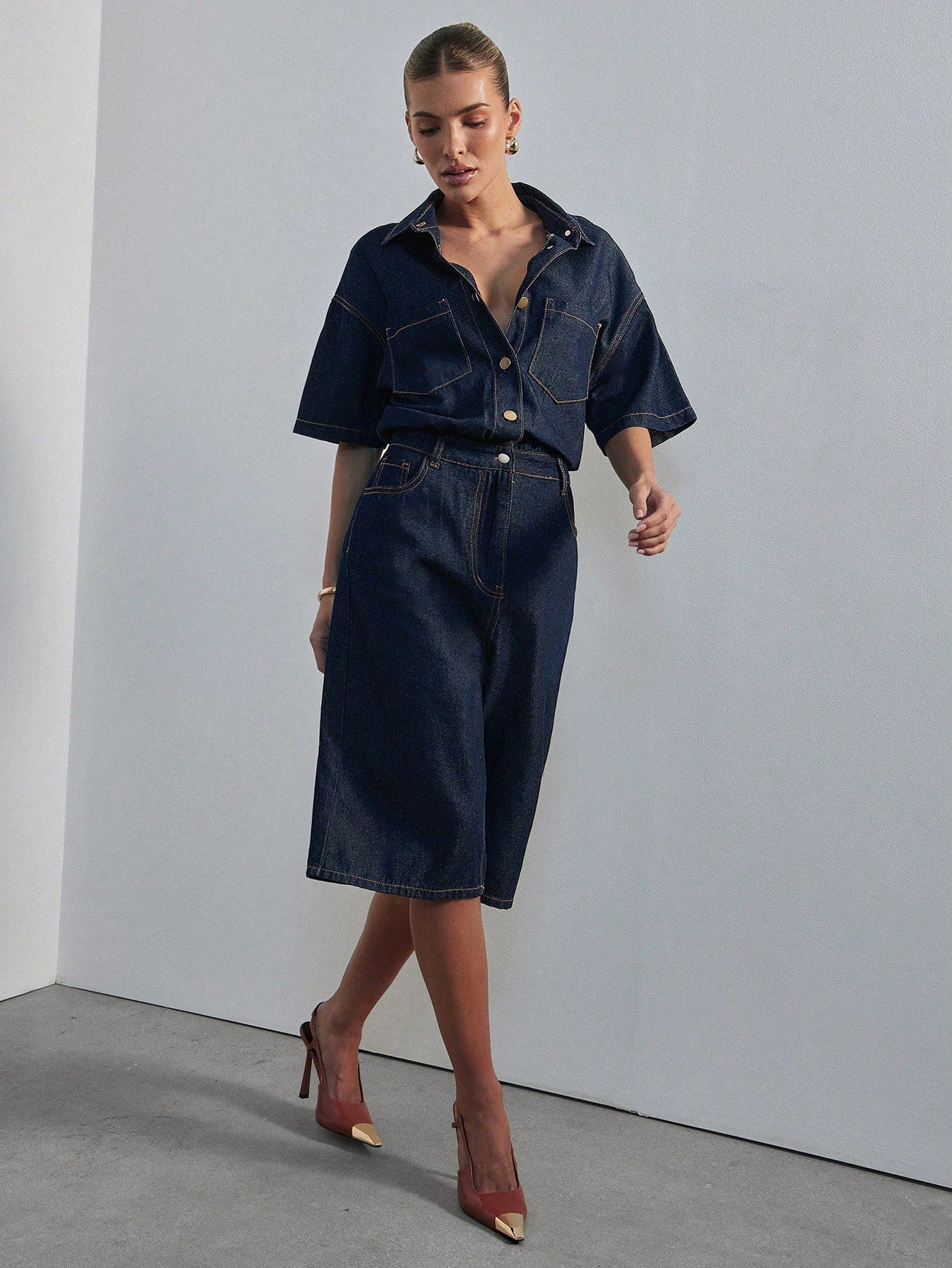 combishort jean bleu
