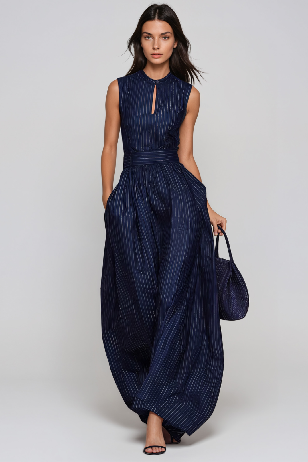 combinaison pantalon large femme bleu marine