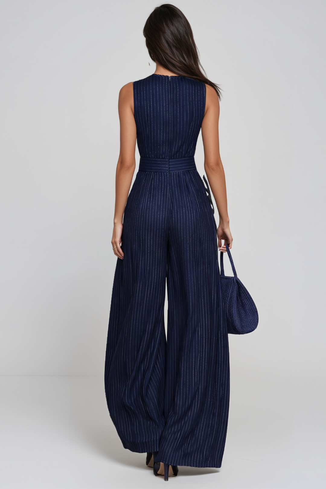 combinaison pantalon large femme bleu marine