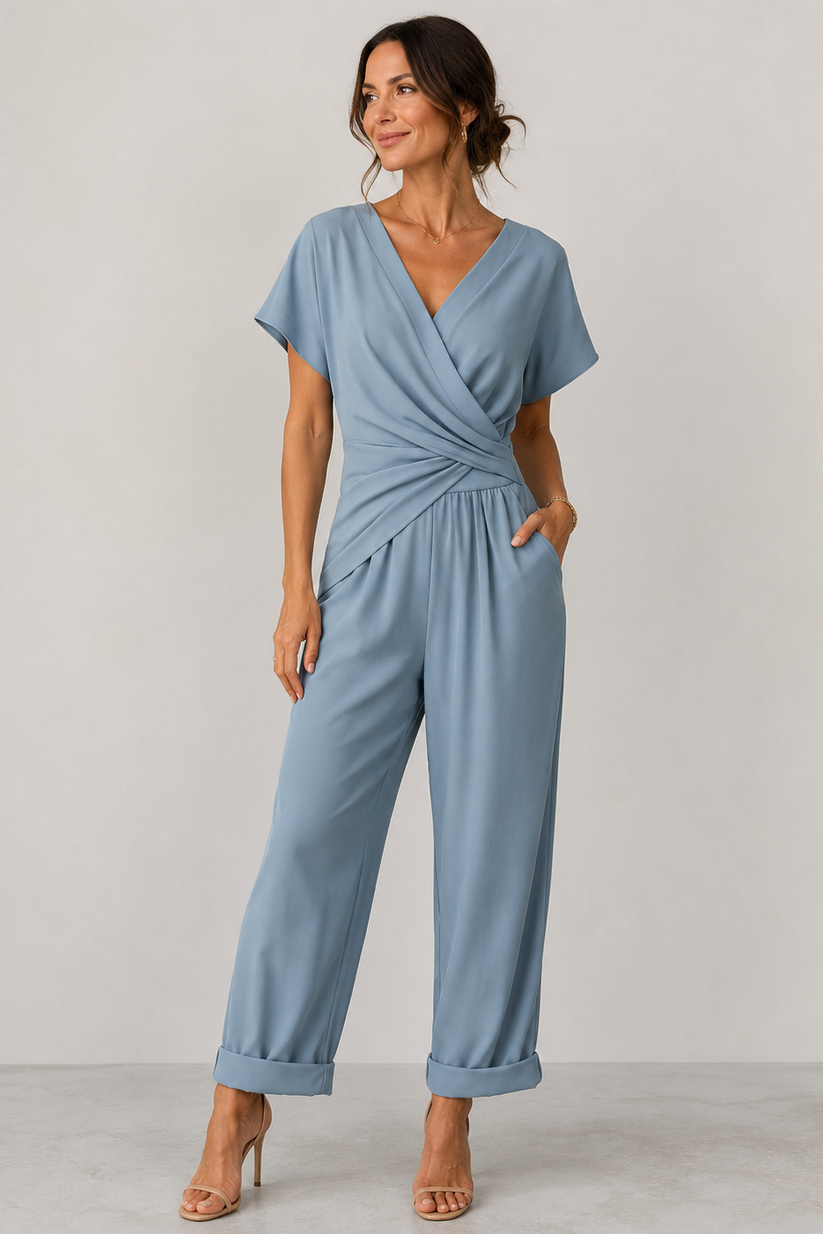 combinaison femme fluide bleu