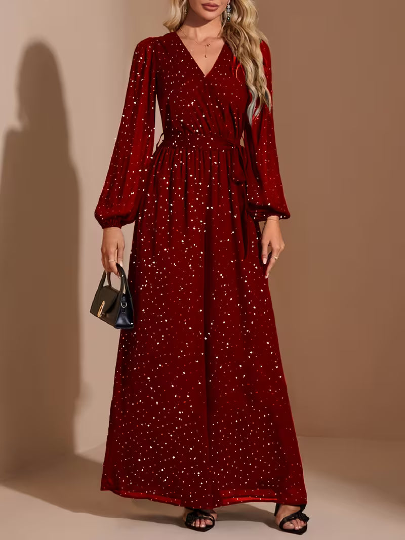 combinaison classe pour femme Longue à Manches rouge en Mousseline