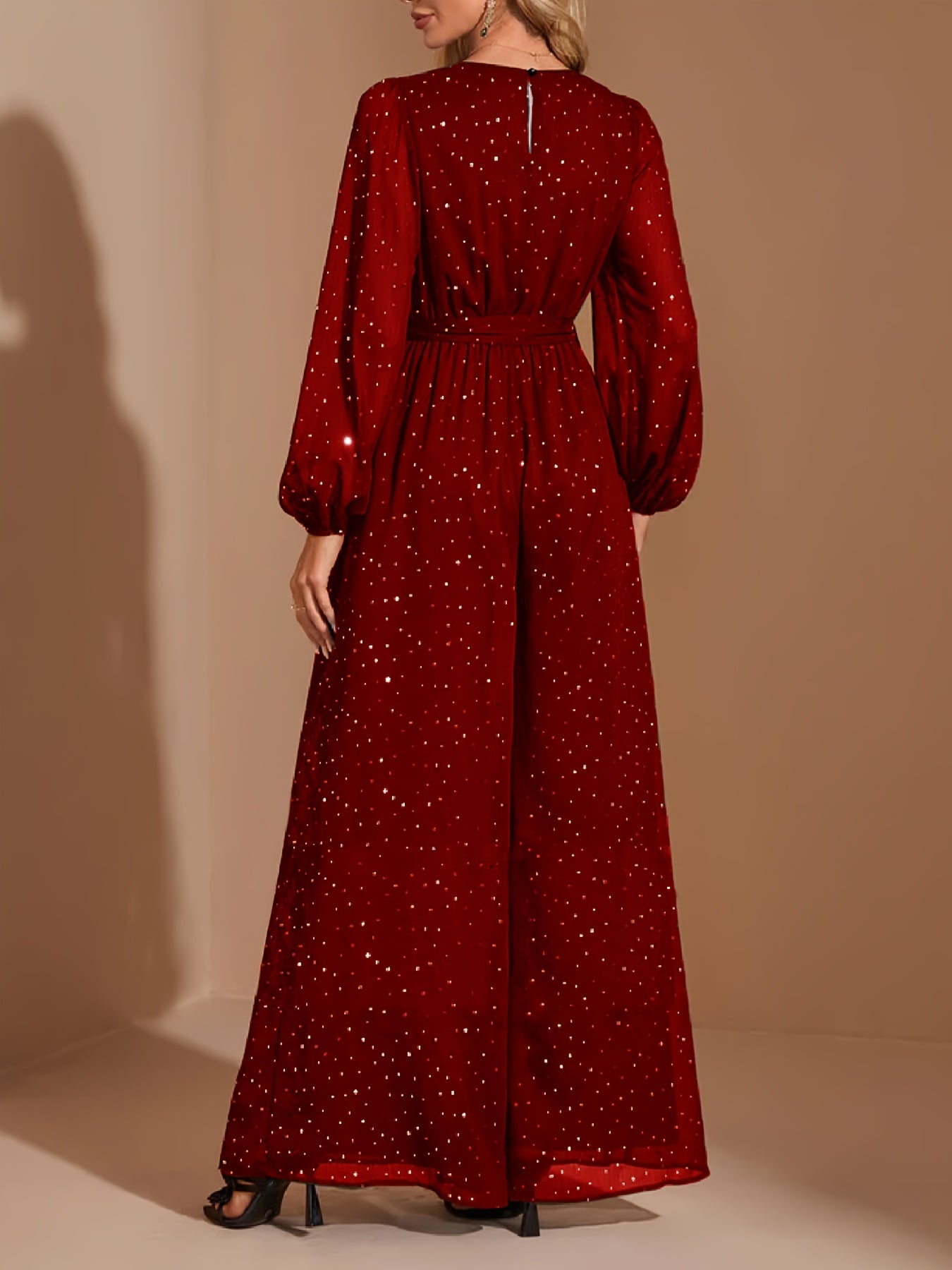 combinaison classe pour femme Longue à Manches rouge en Mousseline