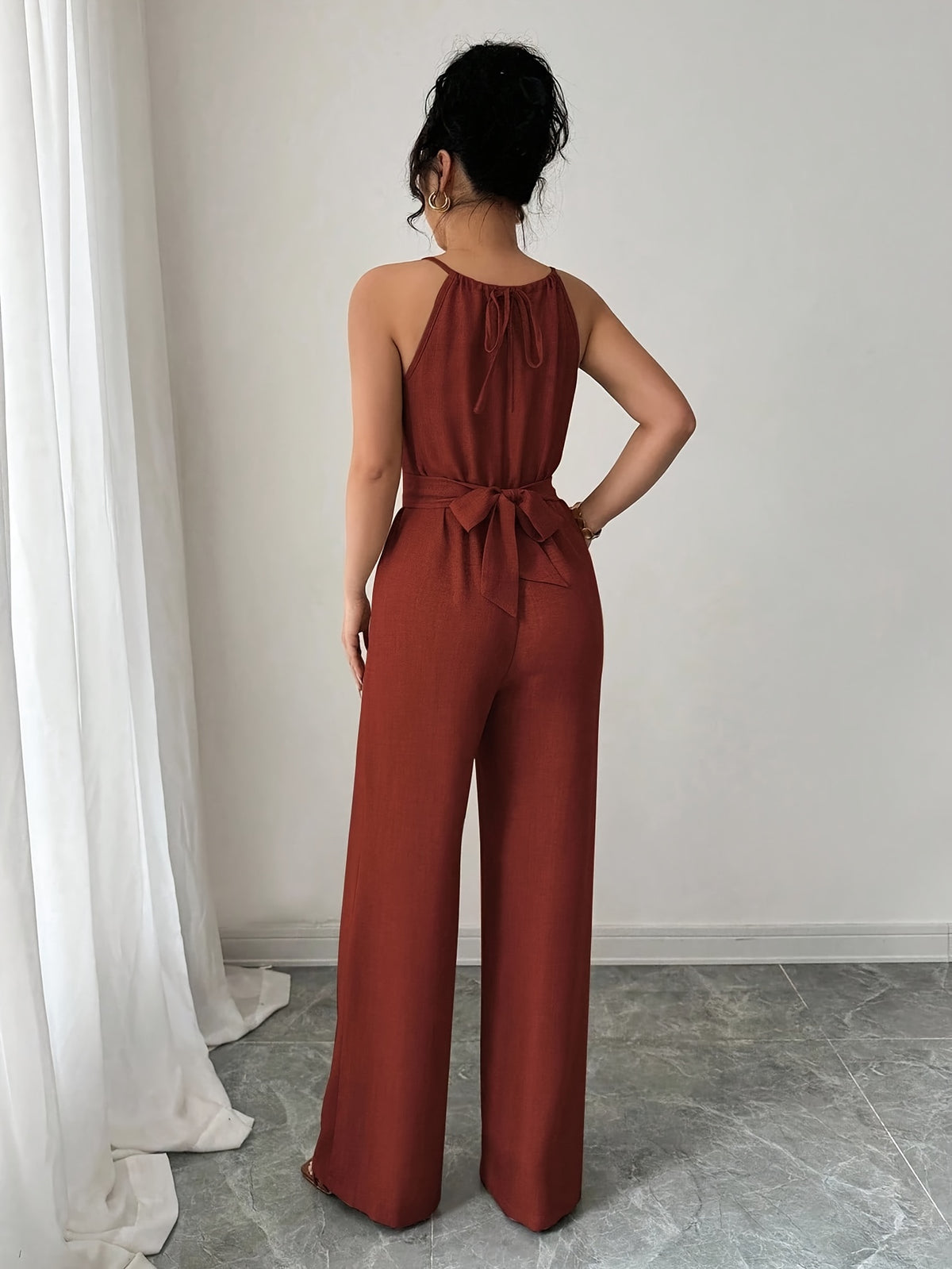 combinaison marron femme décorée de perles