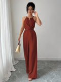 combinaison marron femme décorée de perles
