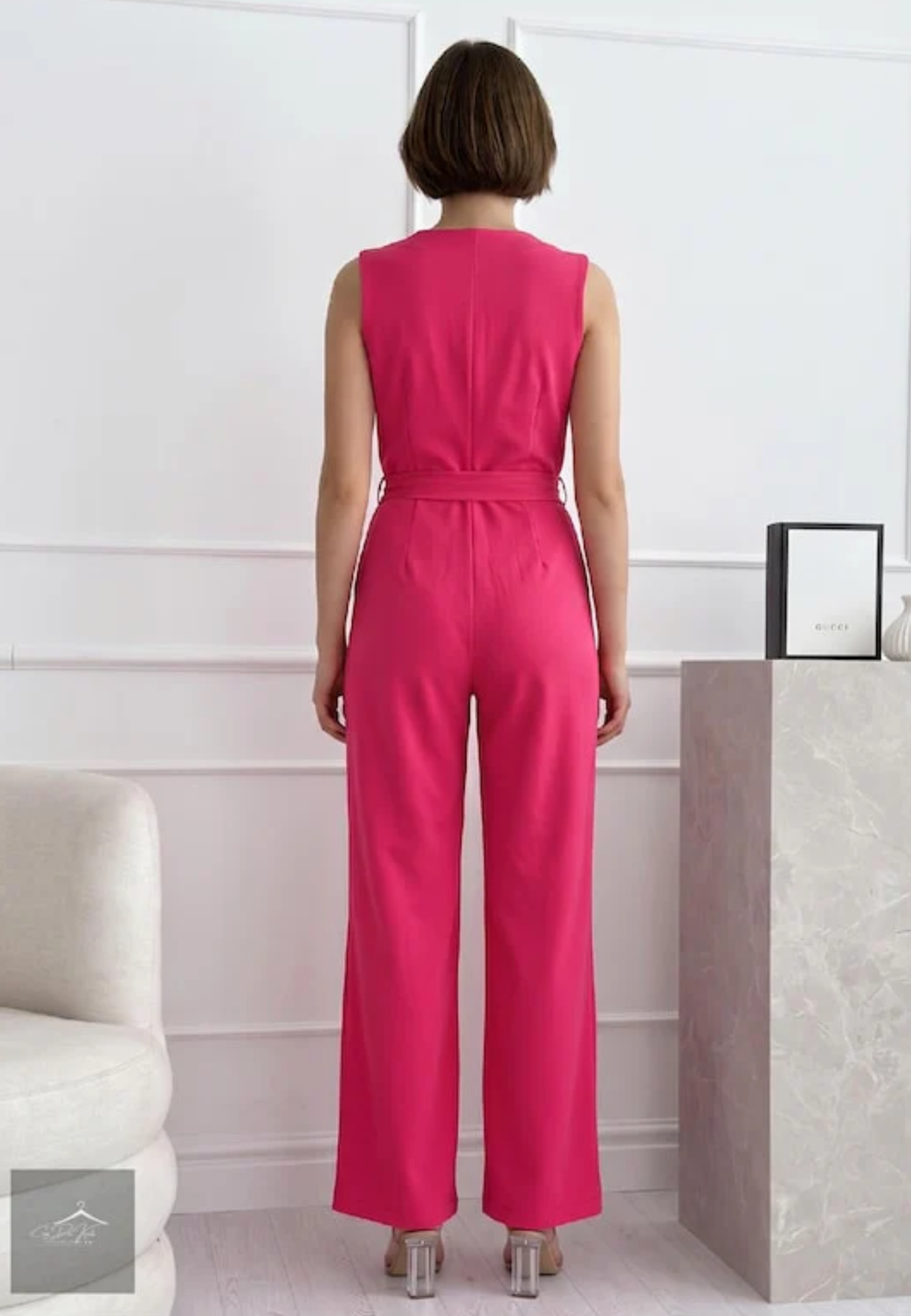 combinaison pantalon femme rose chic taille haute