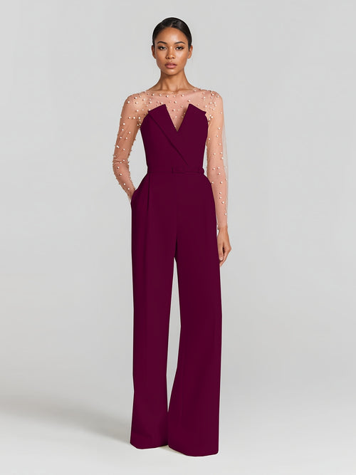 Combinaison bordeaux habillée pour soirée élégante