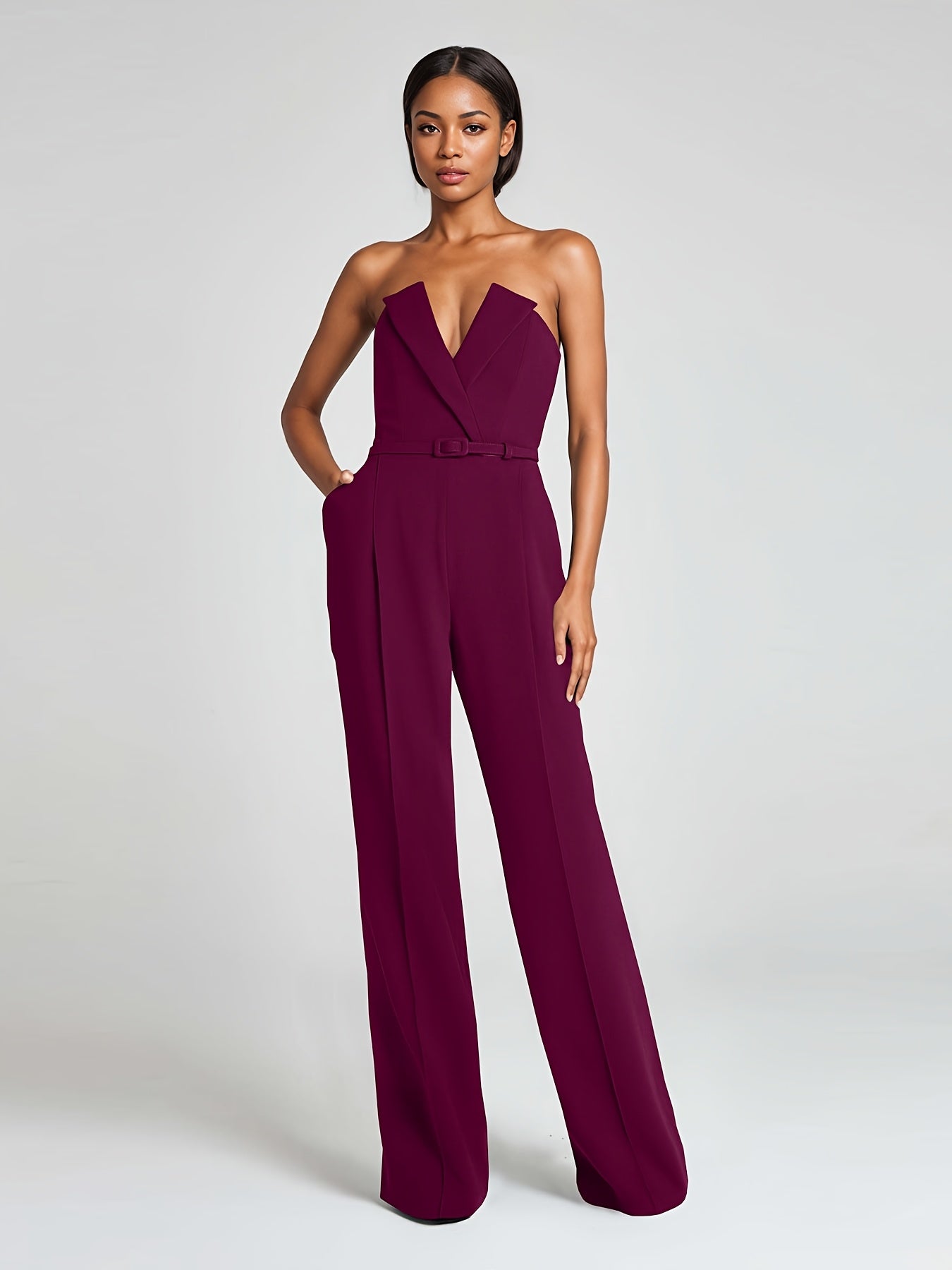 Combinaison bordeaux habillée pour soirée élégante