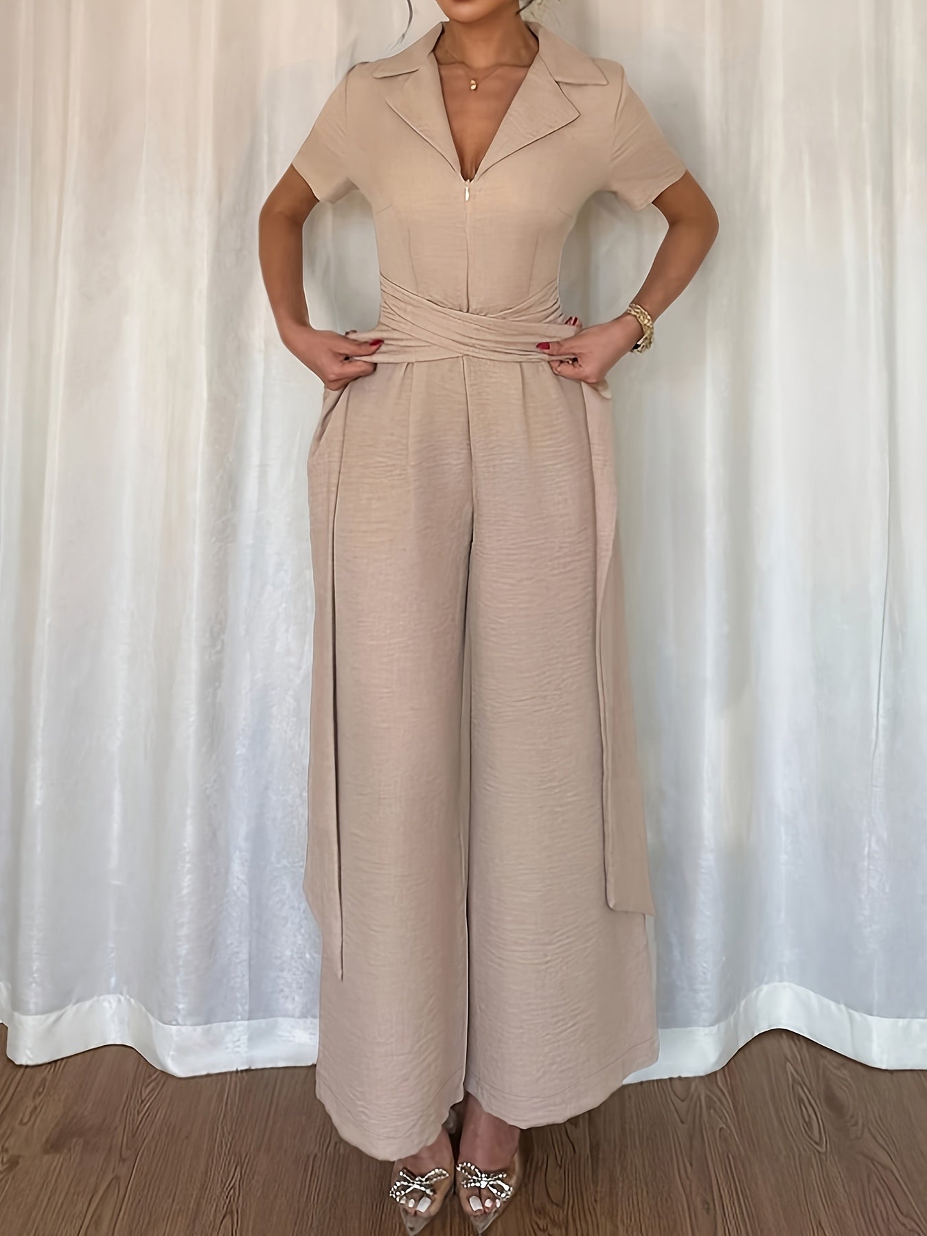combinaison beige femme à jambes larges