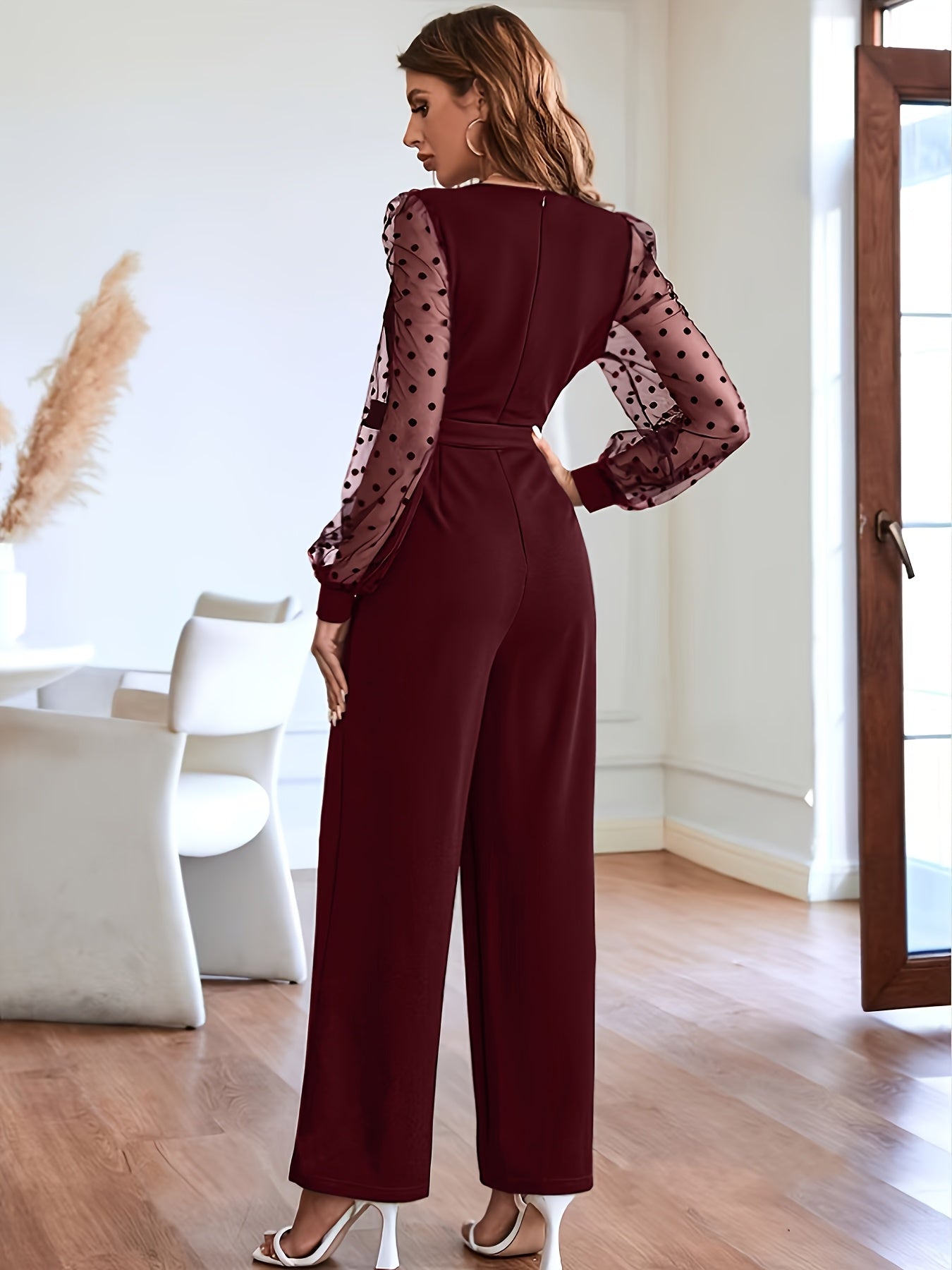 Combinaison Femme Élégante avec Ceinture, Patchwork de Dentelle Classique et Tendance