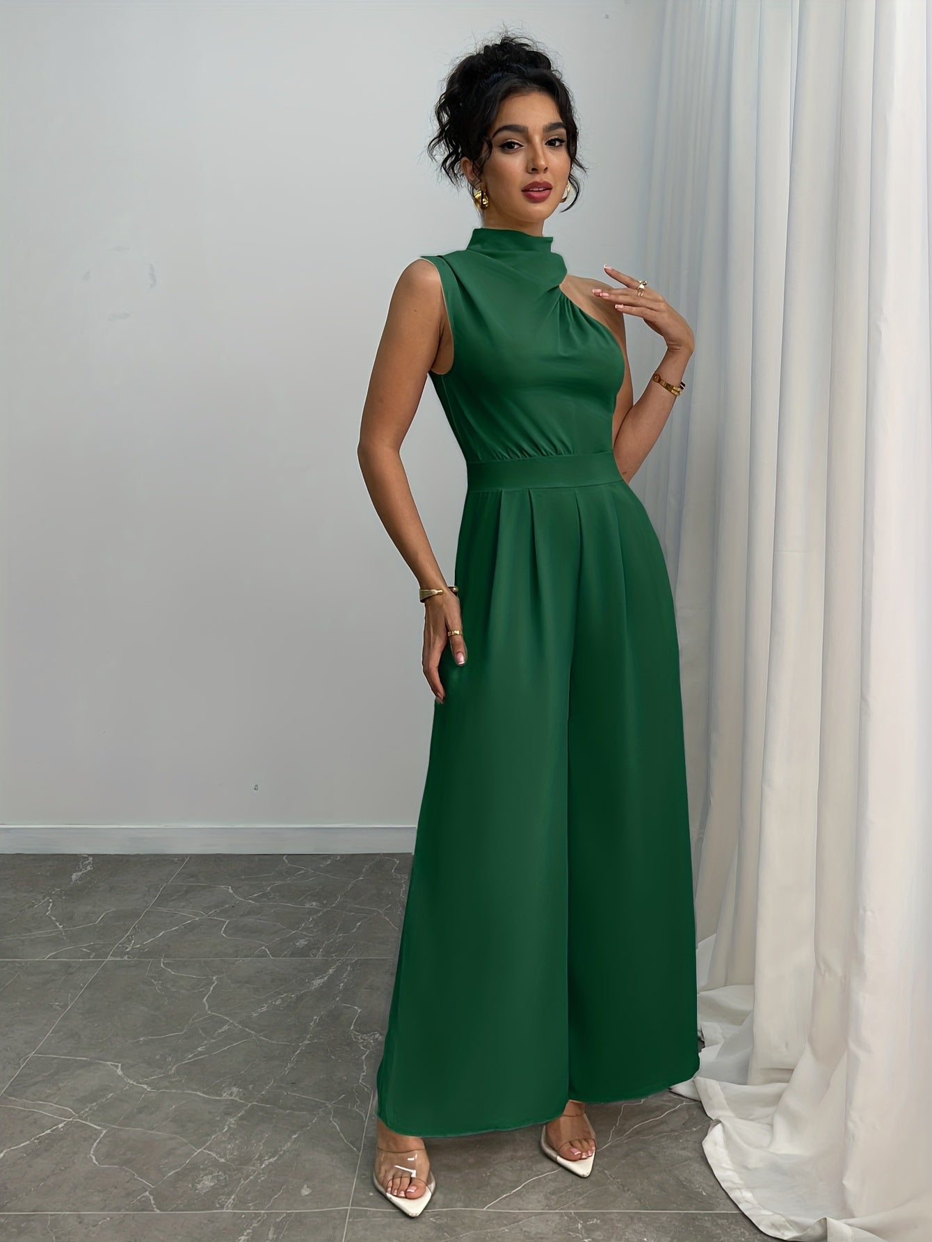 combinaison femme soirée chic femme pantalon à col haut