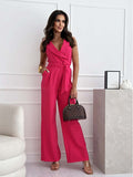 combinaison pantalon femme rose chic taille haute