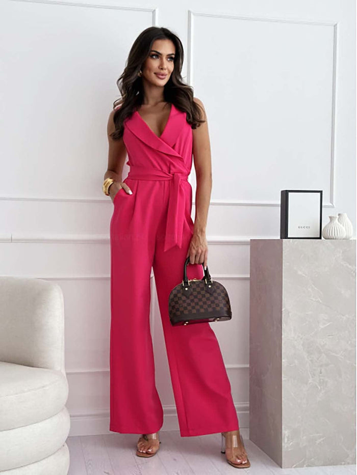 combinaison pantalon femme rose chic taille haute