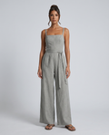 Combinaison pantalon large à nouer à la taille gris