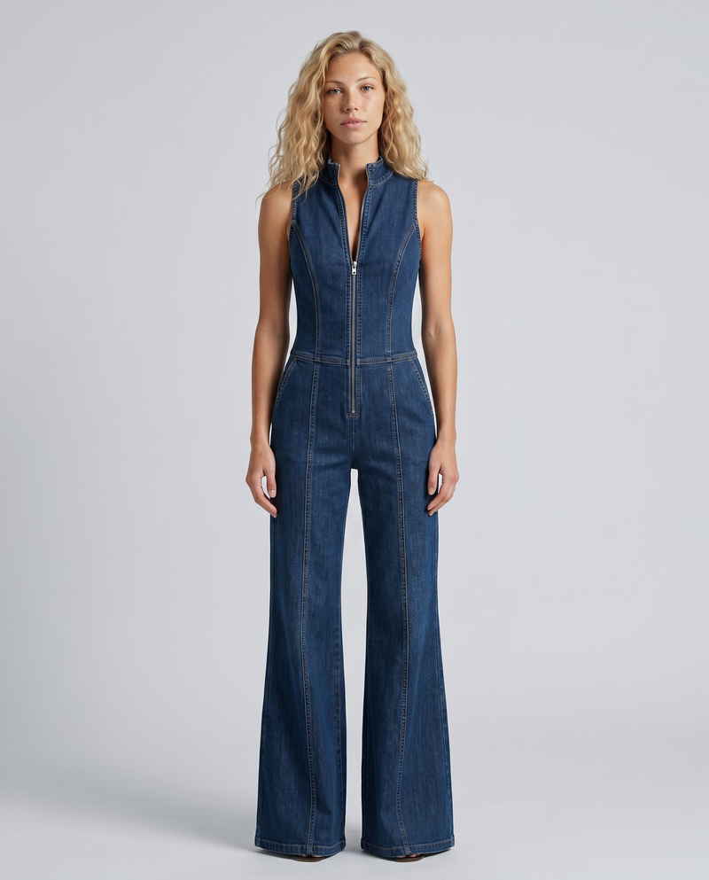combinaison jean femme bleu marine