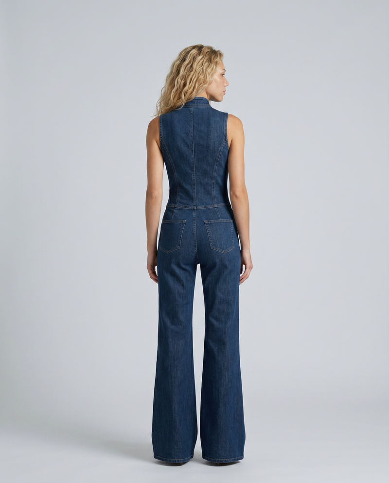combinaison jean femme bleu marine