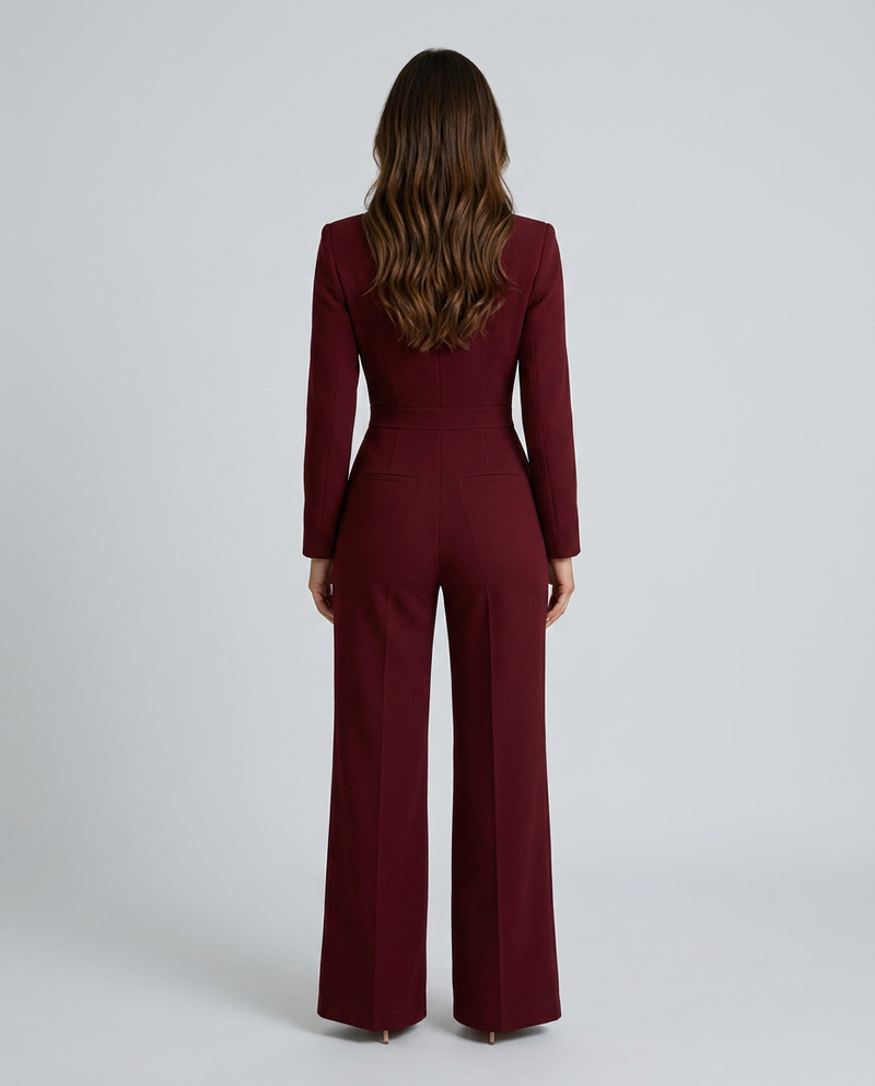 Combinaison pantalon à jambes larges et col à revers
