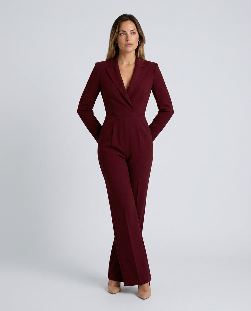 Combinaison pantalon à jambes larges et col à revers