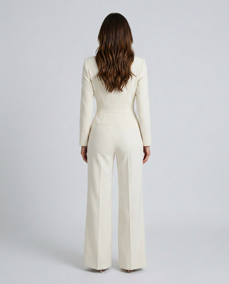 Combinaison pantalon à jambes larges et col à revers