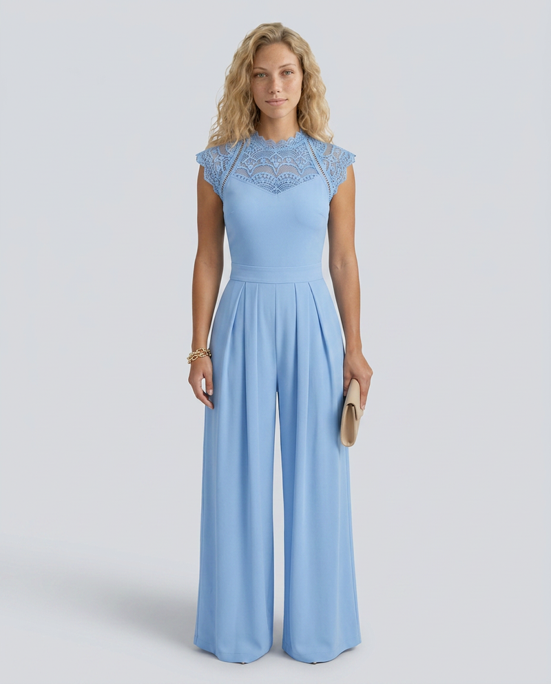 Combinaison jambes larges avec corsage en dentelle