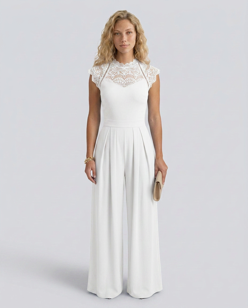 Combinaison jambes larges avec corsage en dentelle