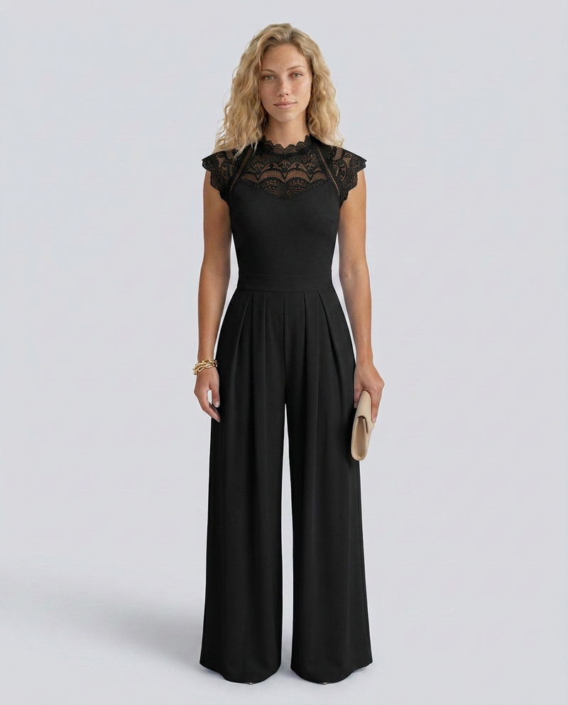 Combinaison jambes larges avec corsage en dentelle