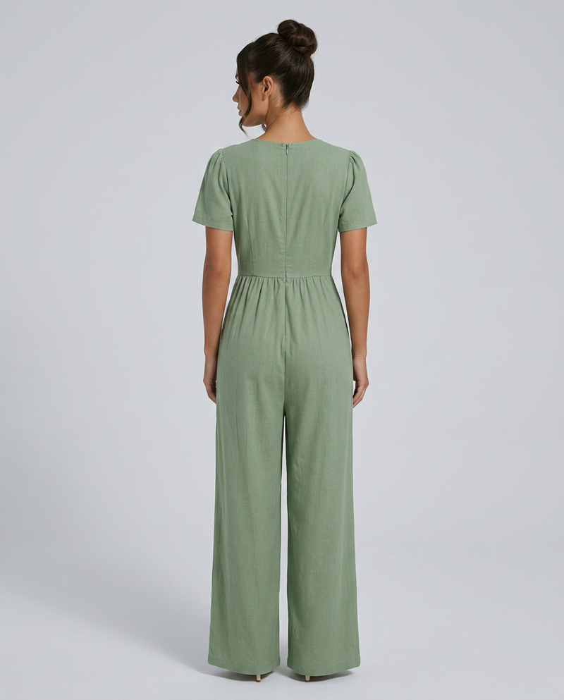 Combinaison Brandy à jambes larges et détails boutonnés