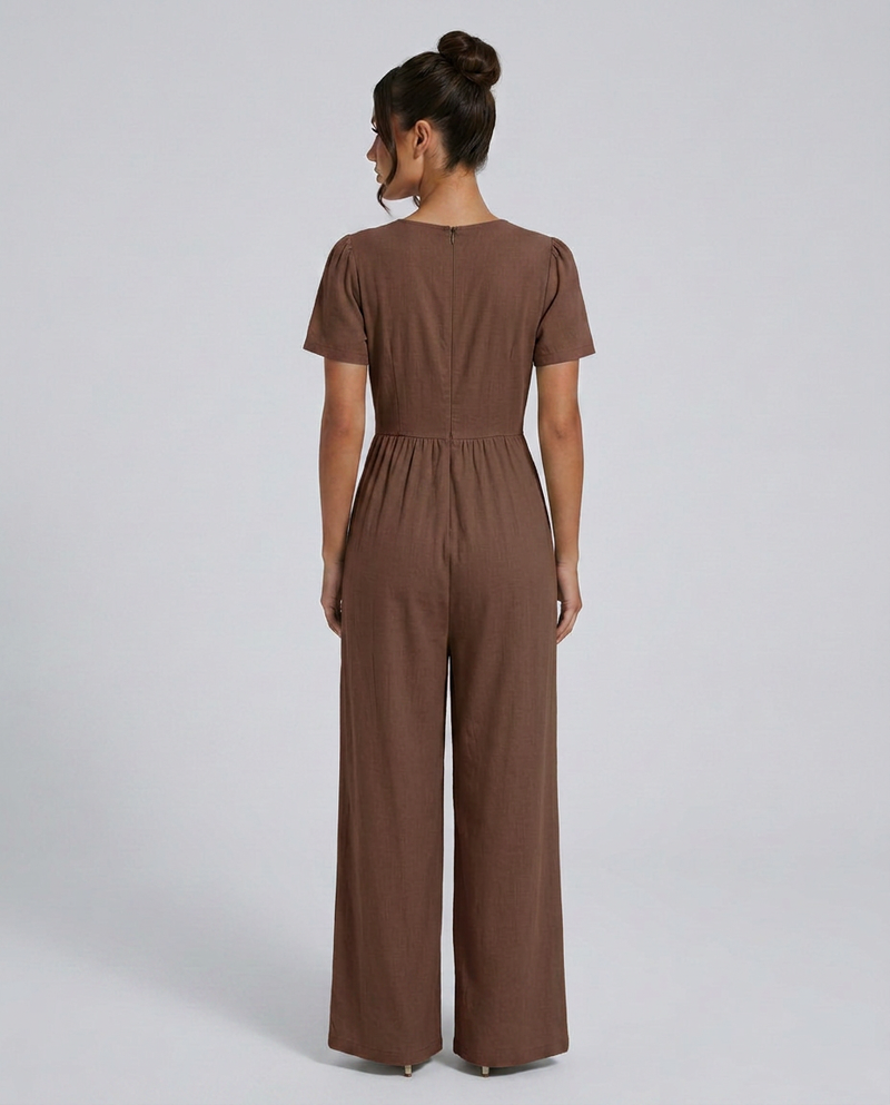 Combinaison Brandy à jambes larges et détails boutonnés