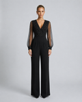 Combinaison pantalon à jambes larges et manches en résille