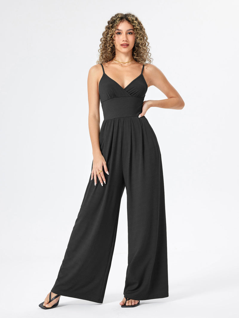 Combinaison pantalon débardeur à col V et jambes larges
